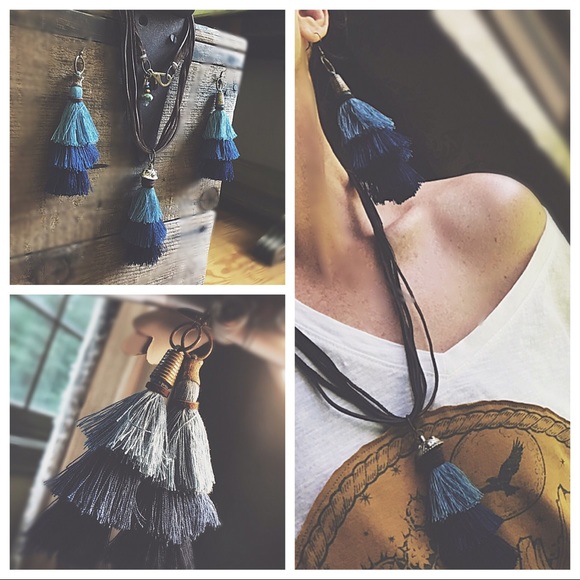 Vintage Spiderwear Jewelry - COLORS OF THE SKY DUO : Earrings & Necklace